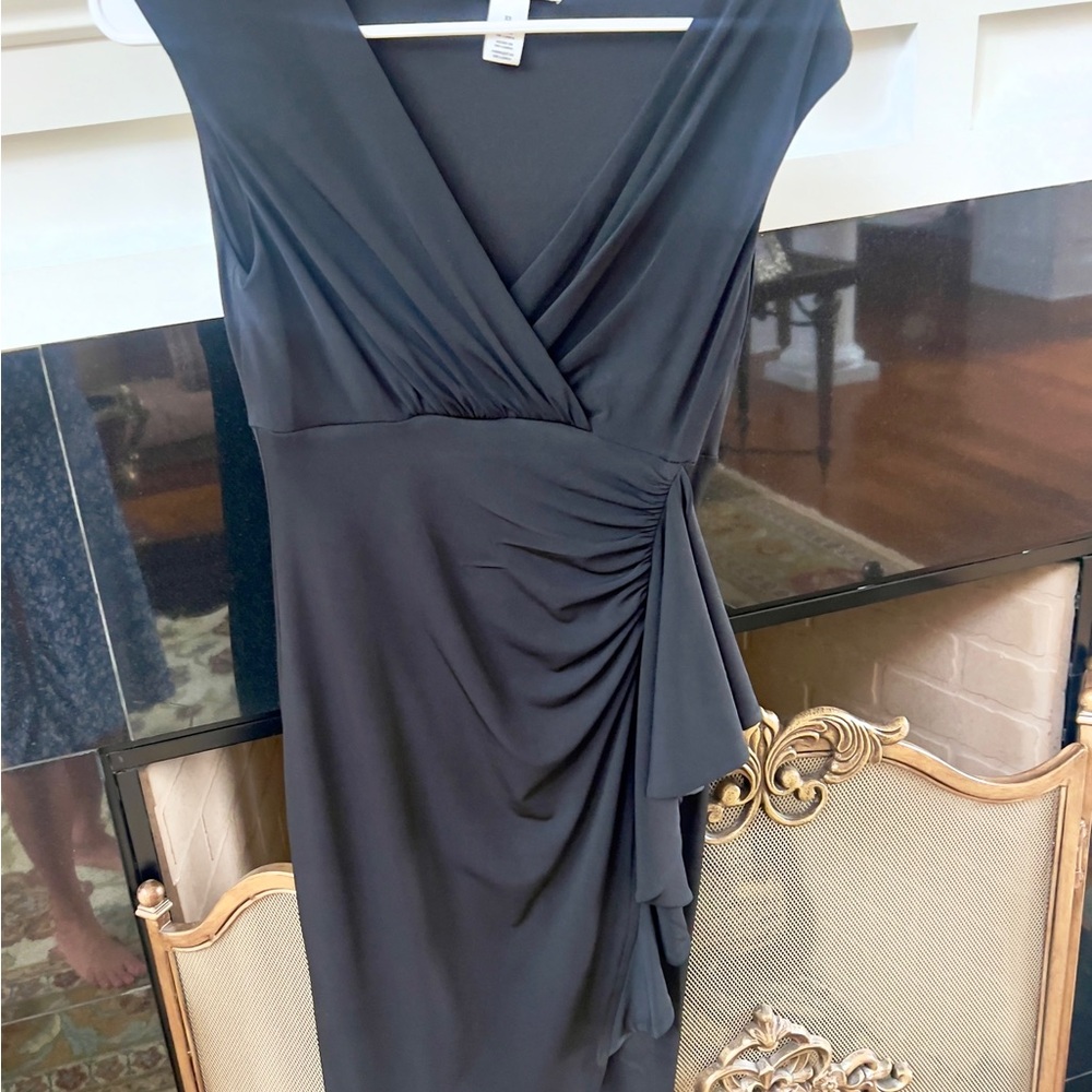 White House Black Market Black Ruched Asymmetrical Sheath Dress